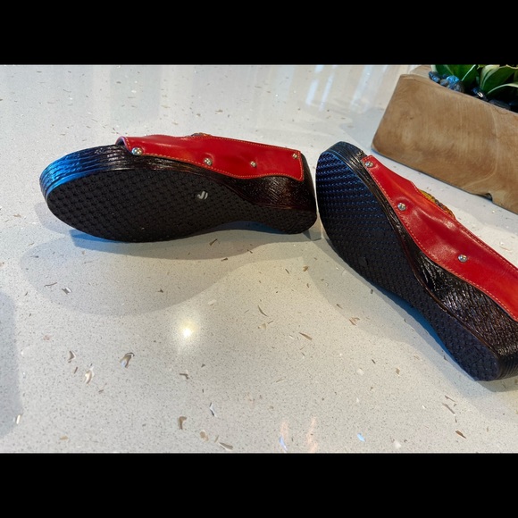 Red ECS Sandals 3 inches high heel size 40 - Picture 7 of 8